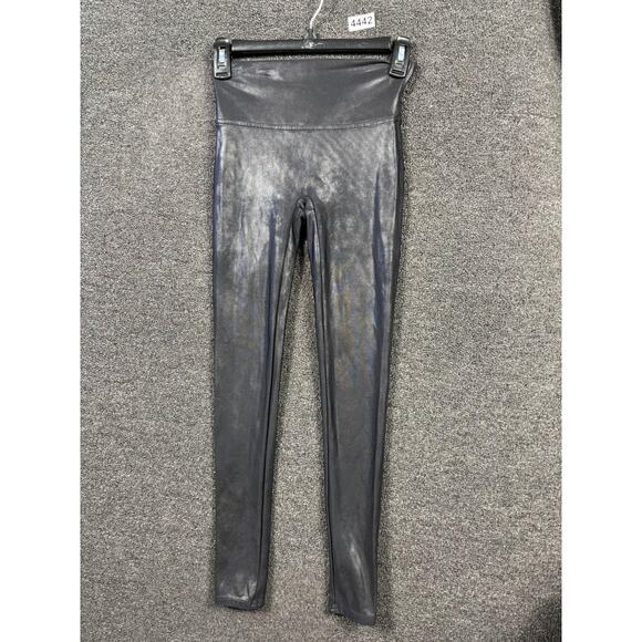 Spanx Faux Leather Leggings Womens Small Petite High Rise Shaping Pants S/P - Picture 1 of 9